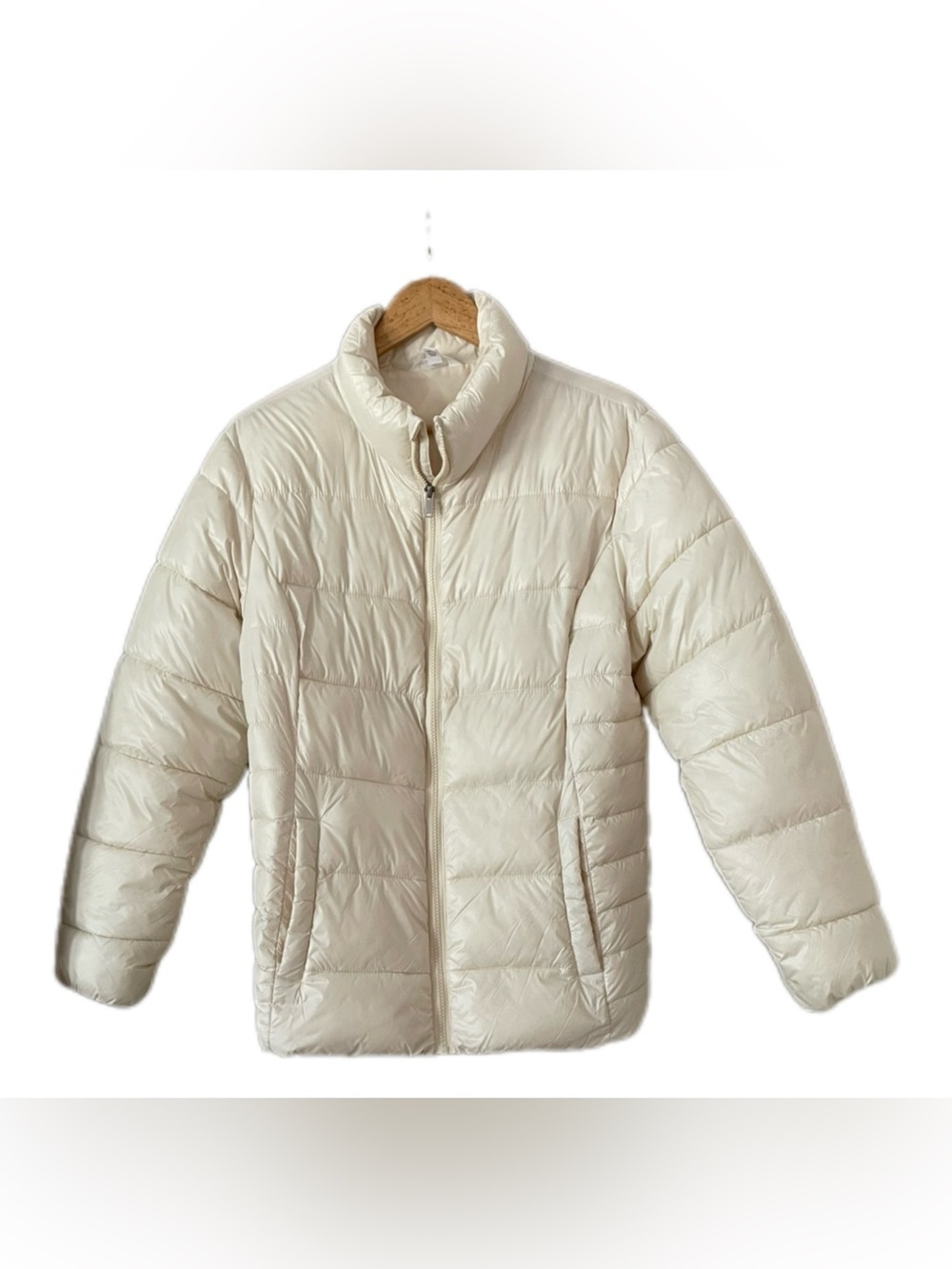 Time and Tru Women’s Cream Quilted Puffer Jacket - L